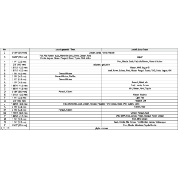 ZESTAW SEPARATORÓW DO ZACISKÓW HAMULCOWYCH YT-06822