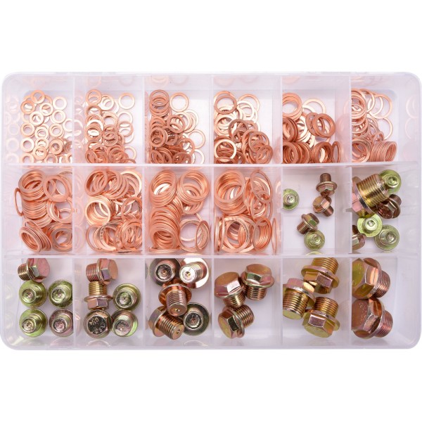 PODKŁADKI I KORKI SPUSTOWE 534SZT. MIX ROZMIARÓW YT-06864