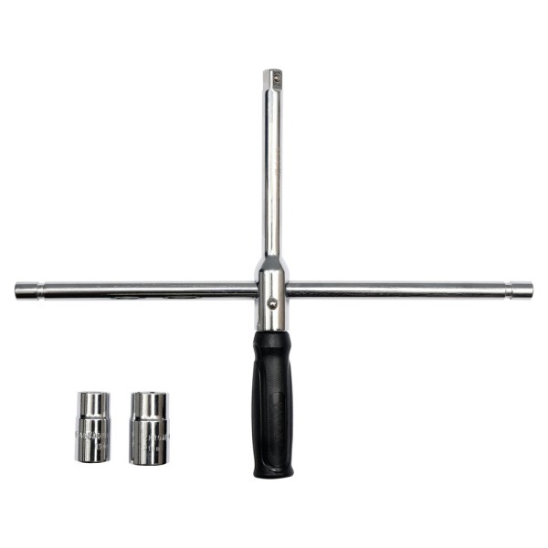 SKŁADANY KLUCZ DO KOŁ SAMOCHODOWYCH W ETUI. NASADKI 17MM, 19MM, 21MM, 23MM YT-08035