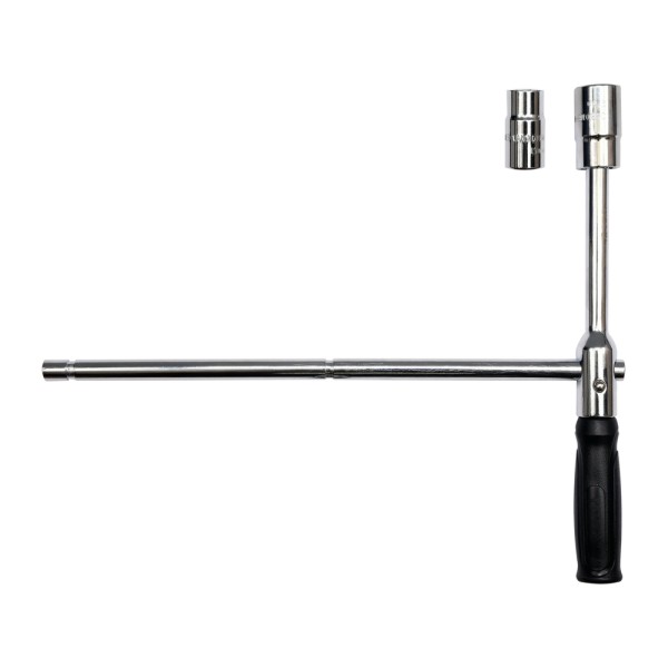 SKŁADANY KLUCZ DO KOŁ SAMOCHODOWYCH W ETUI. NASADKI 17MM, 19MM, 21MM, 23MM YT-08035