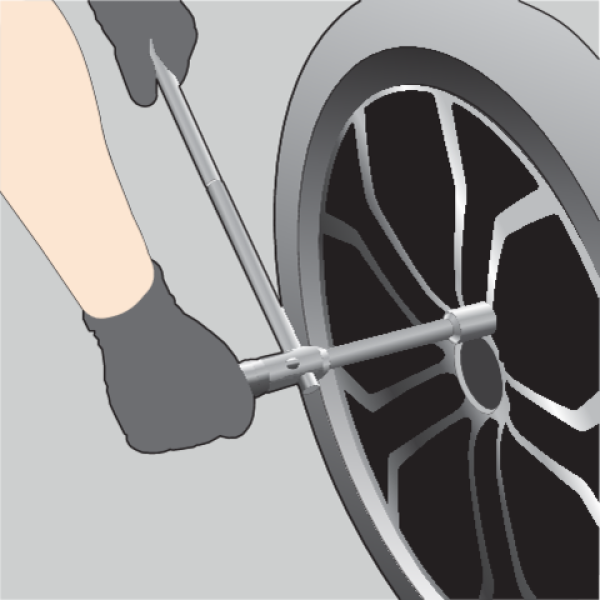 SKŁADANY KLUCZ DO KOŁ SAMOCHODOWYCH W ETUI. NASADKI 17MM, 19MM, 21MM, 23MM YT-08035