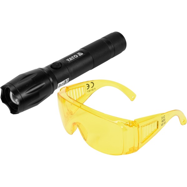 ZESTAW LATARKA UV AKUMULATOROWA 1W I OKULARY YT-08587