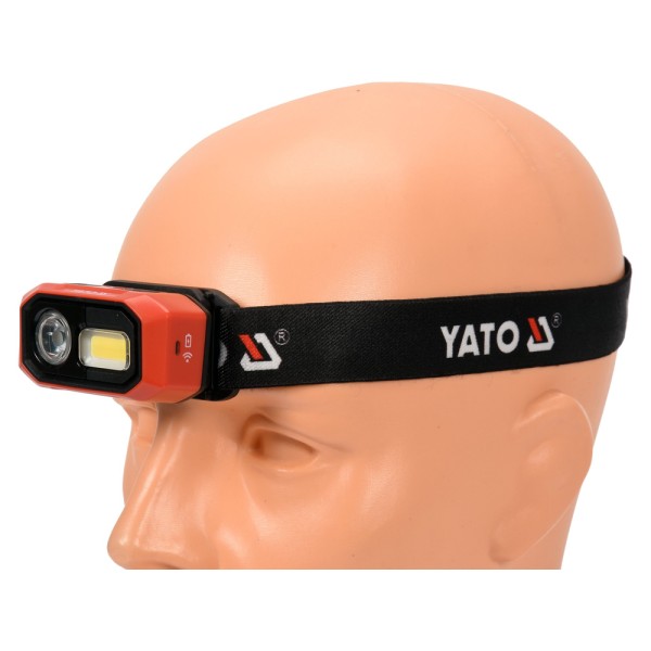 LATARKA CZOŁOWA 480LM AKU, CZUJNIK RUCHU, LI-ION 3,7V 1400MAH, IP54, PŁYNNA REGULACJA ŚWIATŁA YT-08592