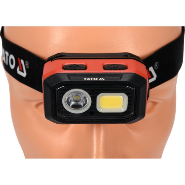 LATARKA CZOŁOWA 500LM, AKU/3XAAA, CZUJNIK RUCHU, LI-ION 3,7V 1000MAH, IP54, PŁYNNA REGULACJA ŚWIATŁA YT-08593