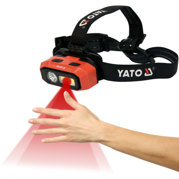 LATARKA CZOŁOWA 800LM, AKU, CZUJNIK RUCHU, LI-ION 3,7V 2200MAH, IP54, PŁYNNA REGULACJA ŚWIATŁA YT-08594