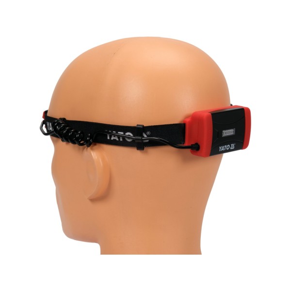 LATARKA CZOŁOWA 500LM, AKUMULATOROWA, LI-ION 3,7V 1000MAH, IP44, ŚWIATŁO BIAŁE, NIEBIESKIE I CZERWONE YT-08596