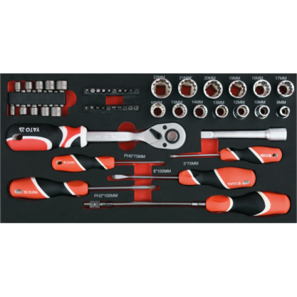 WÓZEK NARZĘDZIOWY 3CZĘŚCIOWY Z NARZĘDZIAMI YT-09104