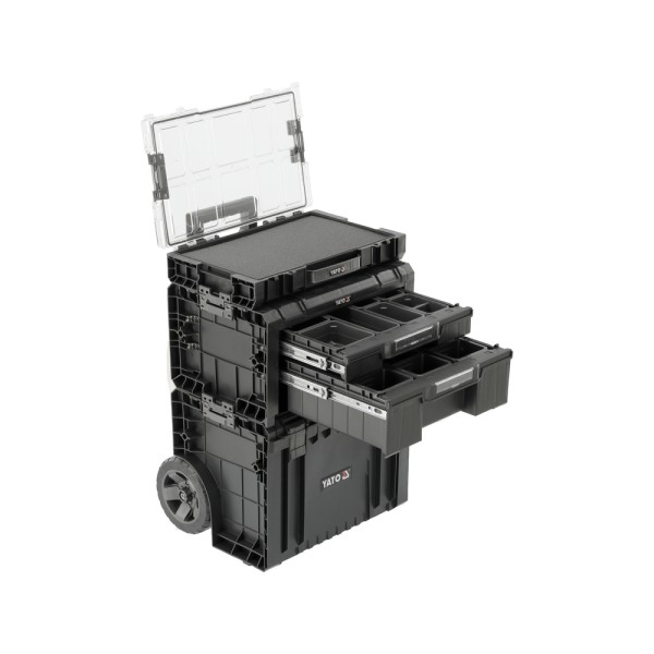 ZESTAW NA KOŁACH 3 SZT SKRZYNEK NARZĘDZIOWYCH, SYSTEMOWYCH, MODUŁOWYCH 35BT2P10P S12 YT-09173