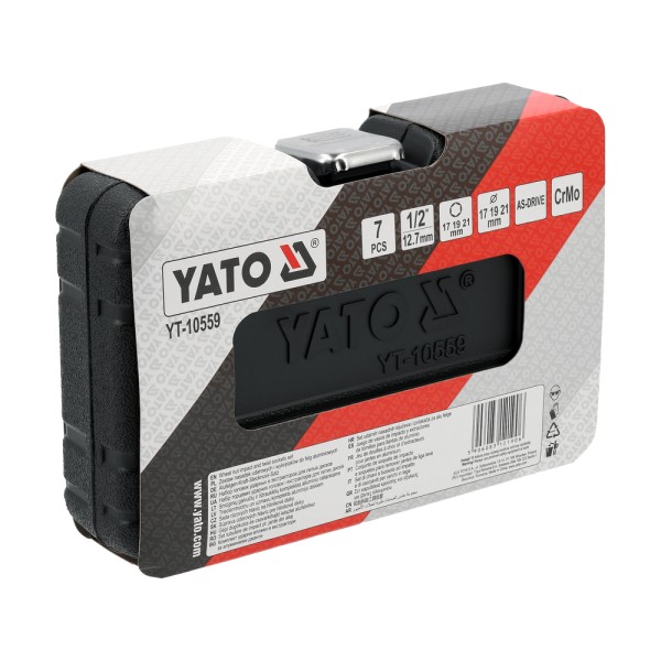 ZESTAW NASADEK UDAROWYCH Z WYKRĘTAKAMI DO FELG ALUMINIOWYCH. ZAWIERA 7 ELEM YT-10559