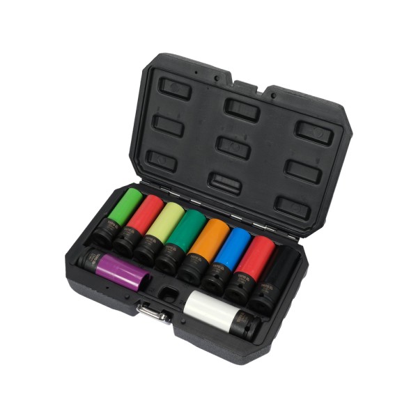 ZESTAW NASADEK UDAROWYCH DO FELG ALUMINIOWYCH. ZAWIERA 10 SZTUK. NAPĘD 1/2