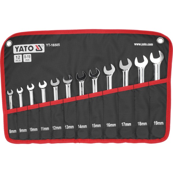 ZESTAW KLUCZY PŁASKO-OCZKOWYCH Z GRZECHOTKĄ 12SZT. YT-16505