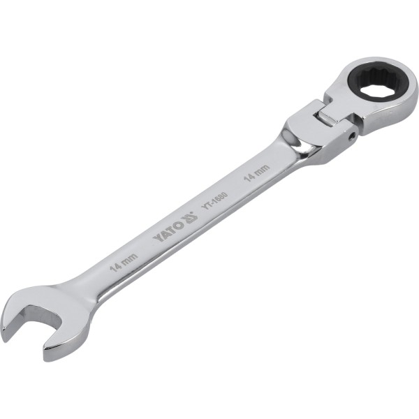 KLUCZ PŁASKO-OCZKOWY Z GRZECHOTKĄ I PRZEGUBEM 14 MM YT-1680