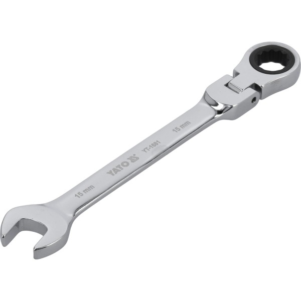KLUCZ PŁASKO-OCZKOWY Z GRZECHOTKĄ I PRZEGUBEM 15 MM YT-1681