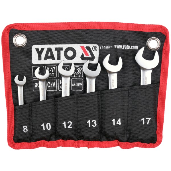 ZESTAW KLUCZY PŁASKO-OCZKOWYCH KRÓTKICH Z GRZECHOTKĄ I PRZEGUBEM 6SZT. YT-16977