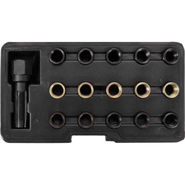 ZESTAW NAPRAWCZY ŚWIECY ZAPŁONOWEJ. ZAWIERA DEDYKOWANY GWINTOWNIK M16X1,25 ORAZ 15 SZTUK SPECJALNYCH TULEI NAPRAWCZYCH YT-17580