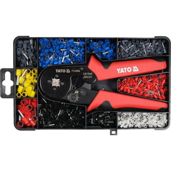 SZCZYPCE DO ZACISKANIA KONEKTORÓW TULEJKOWYCH 0.25-10 MM2 W ZESTAWIE 1200 TULEJEK YT-23052