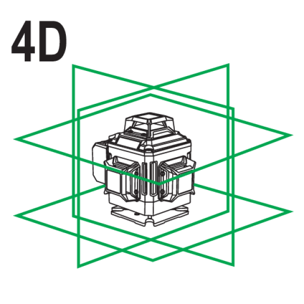 LASER ZIELONY 16 LINIOWY 4D Z AKCSESORIAMI I STATYWEM YT-30415