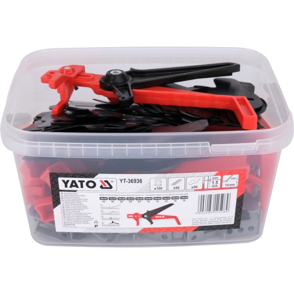 SYSTEM DO POZIOMOWANIA PŁYTEK Y1,5MM ZESTAW 100SZT+50SZT+50SZT+SZCZYPCE YT-36936