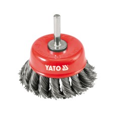 SZCZOTKA CZOŁOWA FI 75MM Z TRZPIENIEM, DRUT SPLATANY YT-4752