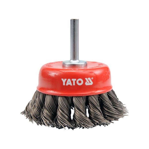 SZCZOTKA CZOŁOWA FI 75MM Z TRZPIENIEM, DRUT SPLATANY YT-4752