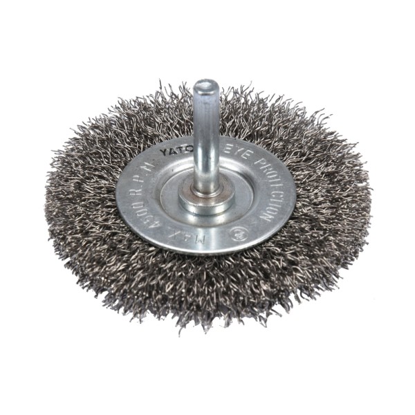 SZCZOTKA TARCZOWA Z TRZPIENIEM 75MM INOX NA WIERTARKĘ YT-47568