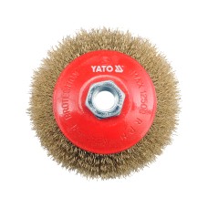 SZCZOTKA TARCZOWA FI 100MM Z GWINTEM M14, DRUT MOSIĄDZOWANY YT-4761