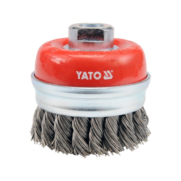 SZCZOTKA CZOŁOWA FI 60 MM Z GWINTEM M14, DRUT NIERDZEWNY SPLATANY YT-4768