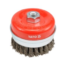 SZCZOTKA CZOŁOWA FI 100MM Z GWINTEM M14, DRUT SPLATANY YT-4769