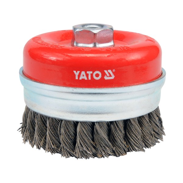 SZCZOTKA CZOŁOWA FI 100MM Z GWINTEM M14, DRUT SPLATANY YT-4769