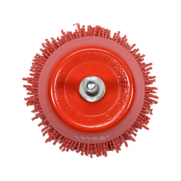 SZCZOTKA TARCZOWA  75MM NYLON TRZPIEŃ NA WIERTARKĘ YT-47782