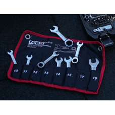 ZESTAW KLUCZY PŁASKO-OCZKOWYCH KRÓTKICH Z GRZECHOTKĄ 8SZT. YT-49123