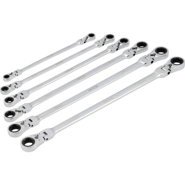 ZESTAW KLUCZY OCZKOWYCH, DŁUGICH Z GRZECHOTKĄ I PRZEGUBEM 8-19MM, 6 SZT. YT-50390