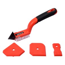 SZPACHELKI DO SILIKONU I SZCZOTKA Z METALOWYM SKROBAKIEM DO FUG YT-52621