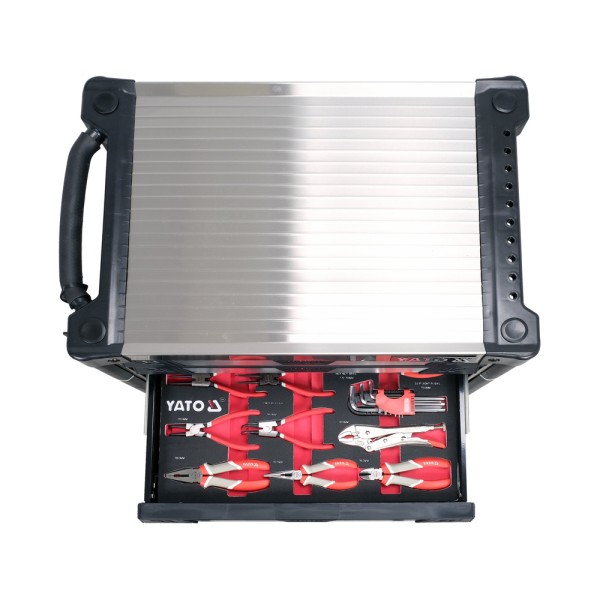 SZAFKA SERWISOWA ZE 157 NARZĘDZIAMI, 7 SZUFLAD Z BLOKADĄ OTWARCIA YT-55308