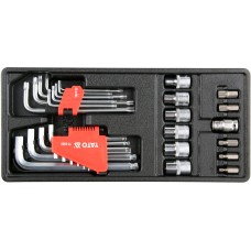 WKŁAD DO SZUFLADY KLUCZE HEX, TORX, NASADKI 31CZ. YT-55451