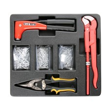 WKŁAD DO SZUFLADY KLUCZ DO RUR, NOŻYCE DO BLACHY, NITOWNICA,NITY 6CZ. YT-55478