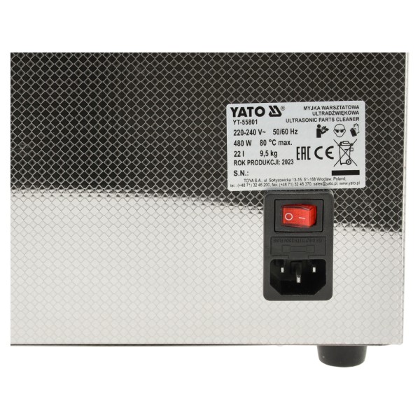 MYJKA WARSZTATOWA ULTRADZWIĘKOWA 22L YT-55801