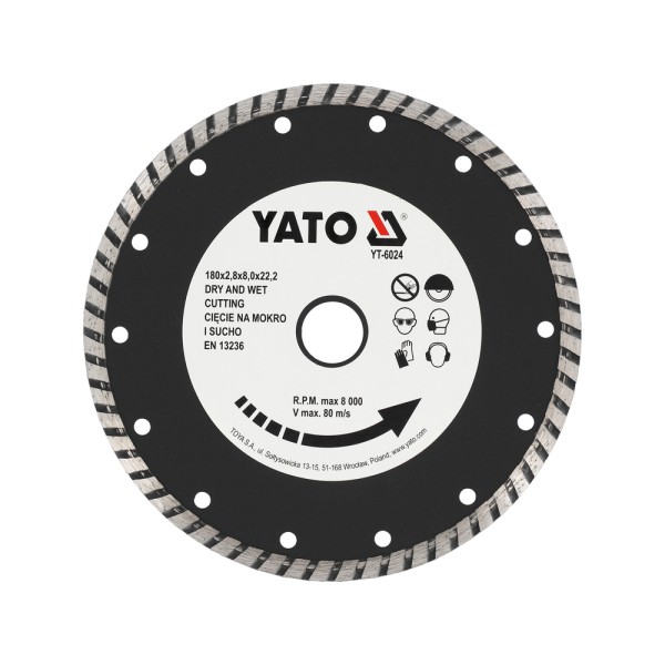 TARCZA DIAMENTOWA, SEGMENT TURBO 180 MM YT-6024