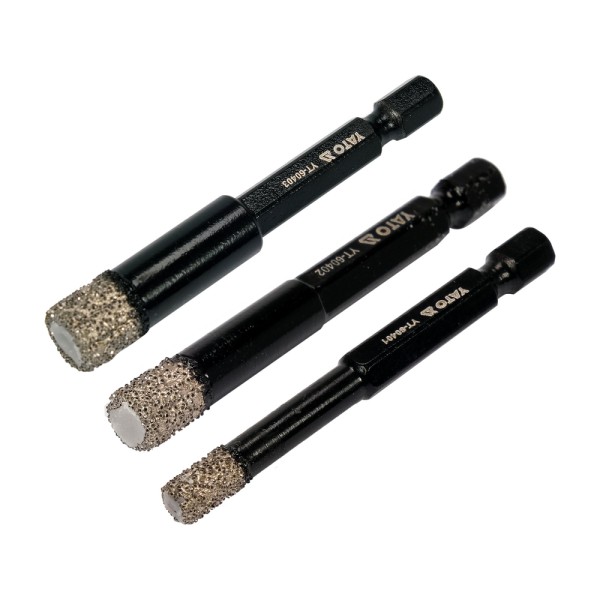 ZESTAW DIAMENTOWYCH WIERTEŁ DO GRESU 3SZT. HEX YT-60409