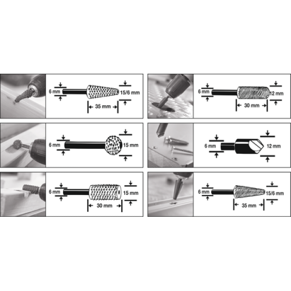 TARNIKI DO METALU 3SZT  I DREWNA 3SZT. NA WIERTARKĘ YT-61712