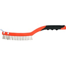 SZCZOTKA DRUCIANA, DRUT NIERDZEWNY, 3 RZĘDY, RĘKOJEŚĆ PLASTIKOWA, ZE SKROBAKIEM YT-6336