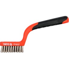 SZCZOTKA DRUCIANA, DRUT NIERDZEWNY, 3 RZĘDY, RĘKOJEŚĆ PLASTIKOWA YT-6337