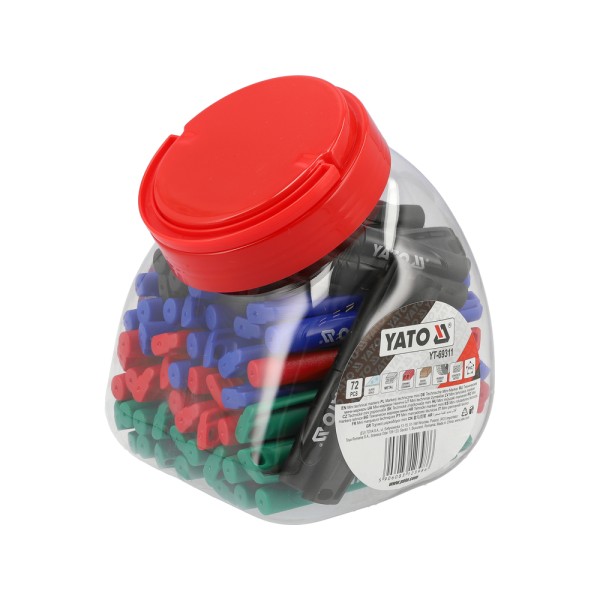 MARKERY TECHNICZNE MINI OPK. 72 SZT / CZARNY-ZIELONY-NIEBIESKI-CZERWONY YT-69311