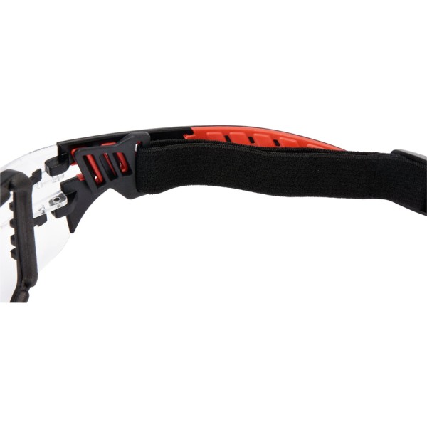 OKULARY OCHRONNE BEZBARWNE Z DOPINANYM ELASTYCZNYM PASKIEM PODTRZYMUJĄCYM I ZAUSZNIKAMI YT-73700