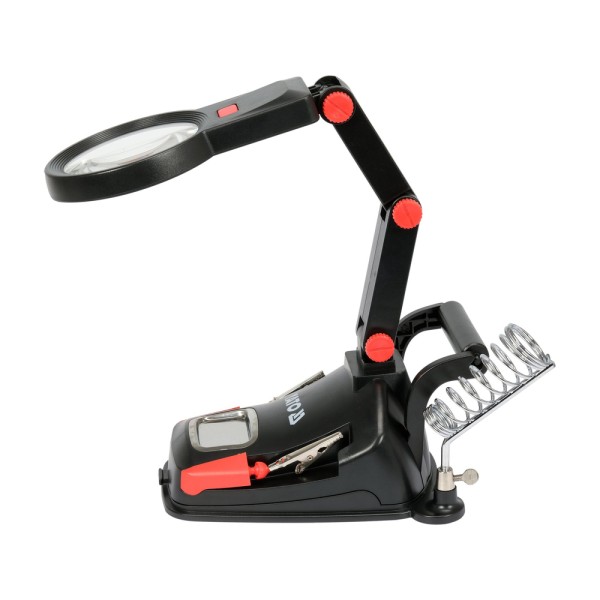 UCHWYT TYPU TRZECIA RĘKA Z PODWÓJNĄ LUPĄ Z PODŚWIETLENIEM LED YT-73861