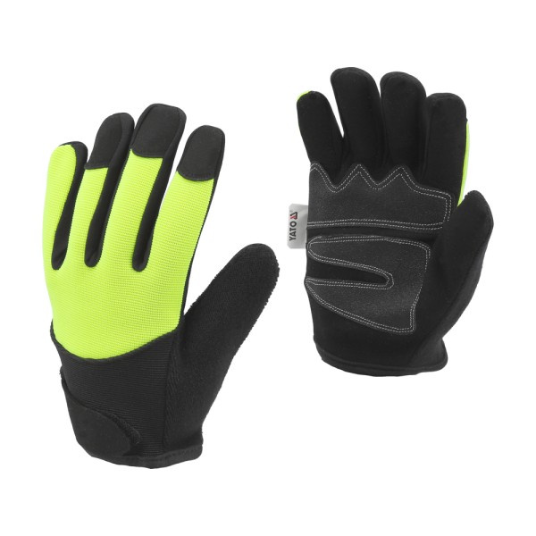 RĘKAWICE ROBOCZE Z SYNTETYCZNEJ SKÓRY AMARA ZE WZMOCNIENIAMI W CZĘŚCI CHWYTNEJ OBSŁUGA SMARTFONA ROZM. 8 YT-74654