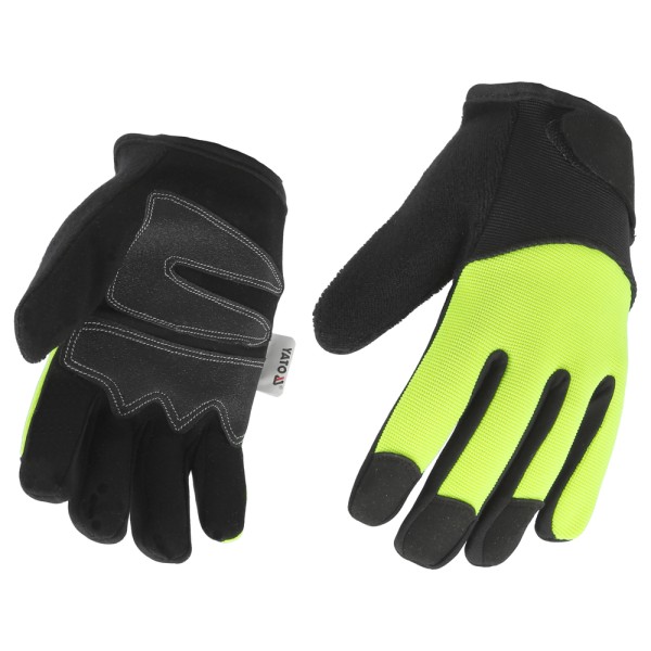 RĘKAWICE ROBOCZE Z SYNTETYCZNEJ SKÓRY AMARA ZE WZMOCNIENIAMI W CZĘŚCI CHWYTNEJ OBSŁUGA SMARTFONA ROZM. 8 YT-74654