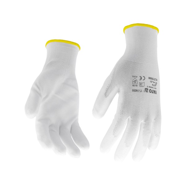 RĘKAWICE OCHRONNE NYLONOWE POWLEKANE PU ROZMIAR 9 YT-74699