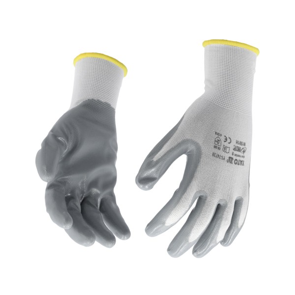 RĘKAWICE OCHRONNE NYLONOWE POWLEKANE OLEJOODPORNYM NITRYLEM ROZMIAR 9 YT-74739