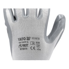 RĘKAWICE OCHRONNE NYLONOWE POWLEKANE OLEJOODPORNYM NITRYLEM ROZMIAR 9 YT-74739